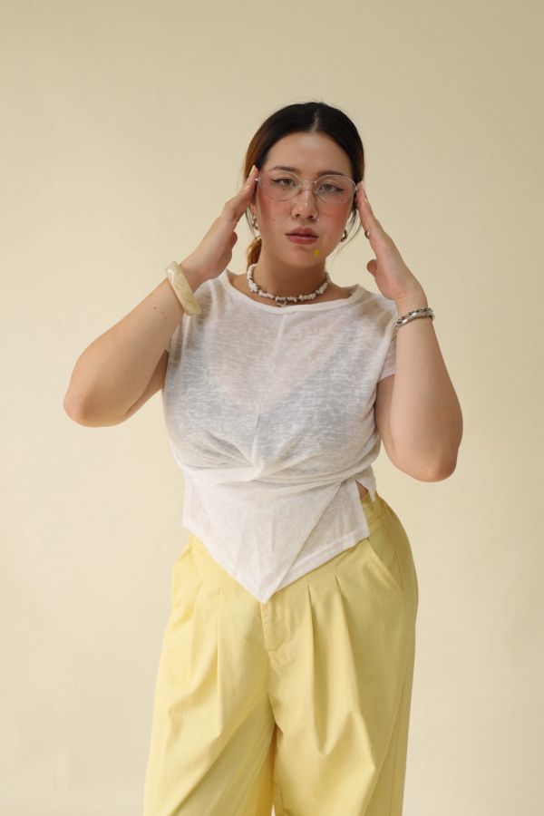 微透不規則圓領T(白) 