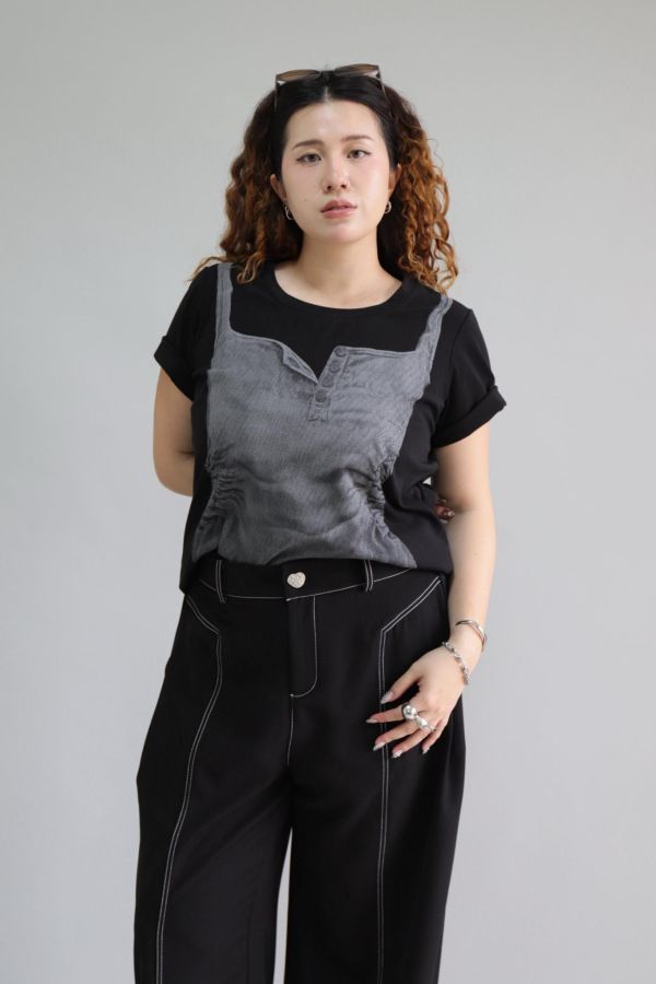 【EASE】不易皺設計感背心T-黑 