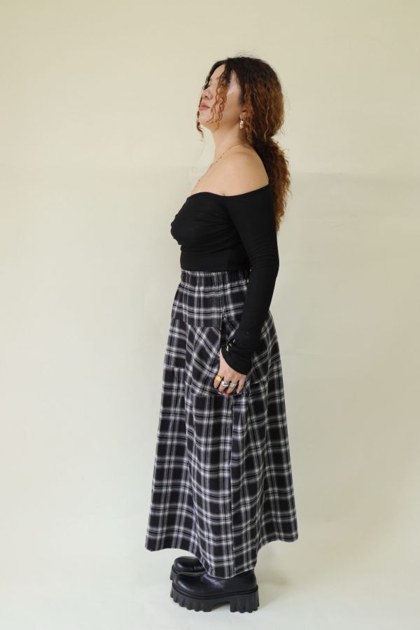 【EASE】秋日格紋鬆緊腰藏肉神裙 