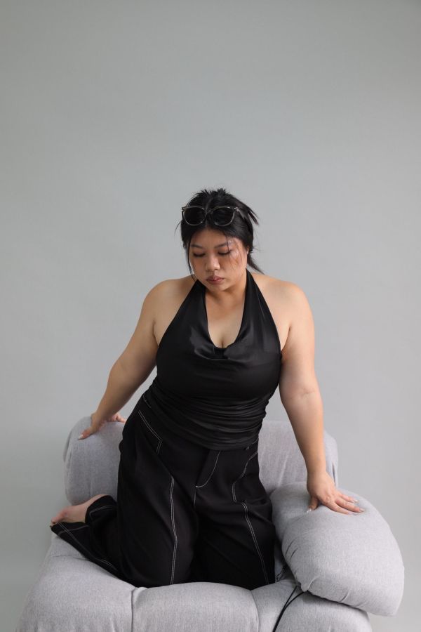 翻領掛脖皺皺上衣 