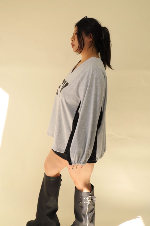 【EASE】混搭街頭撞色寬鬆T(灰) 