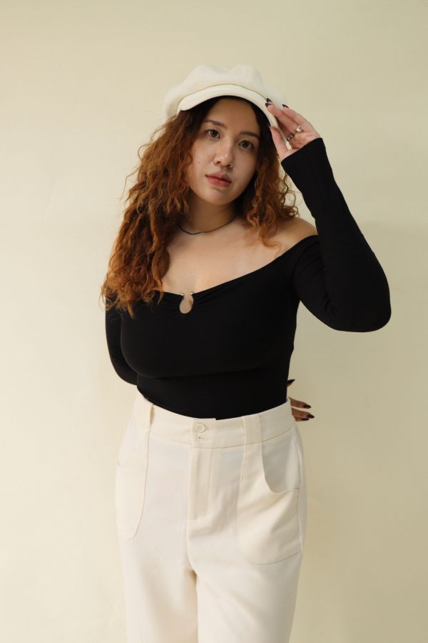 很修身平口針織衣(黑) 