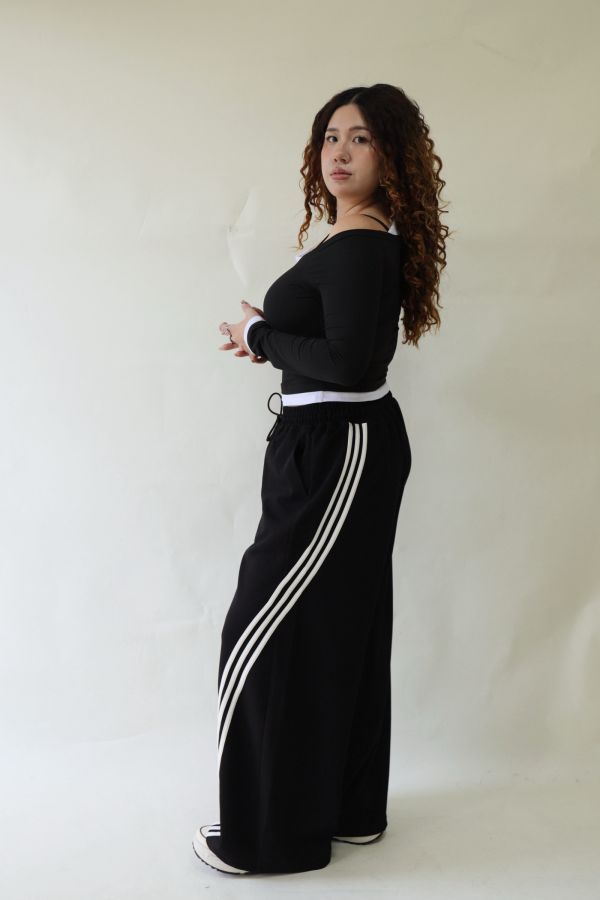 【EASE】這件超神撞色高腰棉褲-黑 