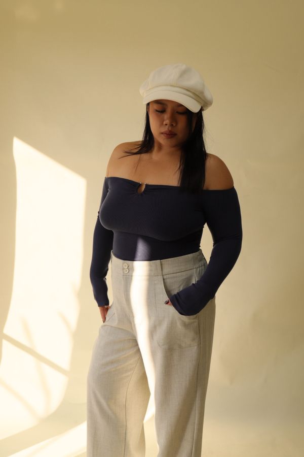 很修身平口針織衣(藍) 