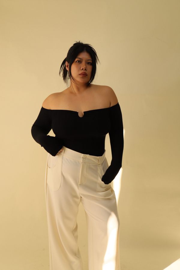 很修身平口針織衣(黑) 