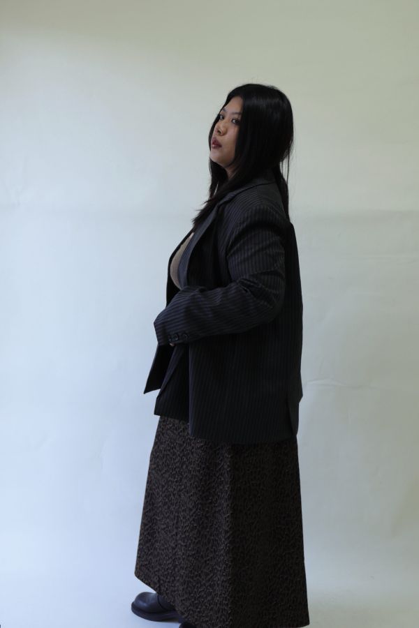 【EASE】廓系穿搭直條紋西裝外套 