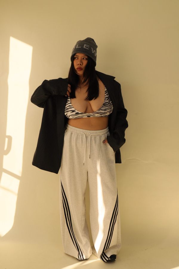 【EASE】這件超神撞色高腰棉褲-灰 