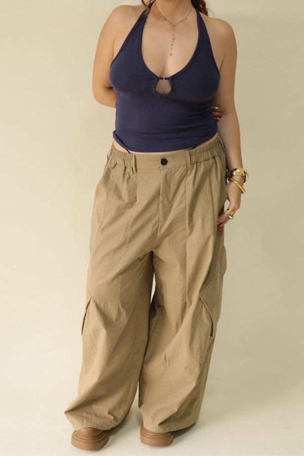 【EASE】大口袋寬鬆工裝褲(棕) 