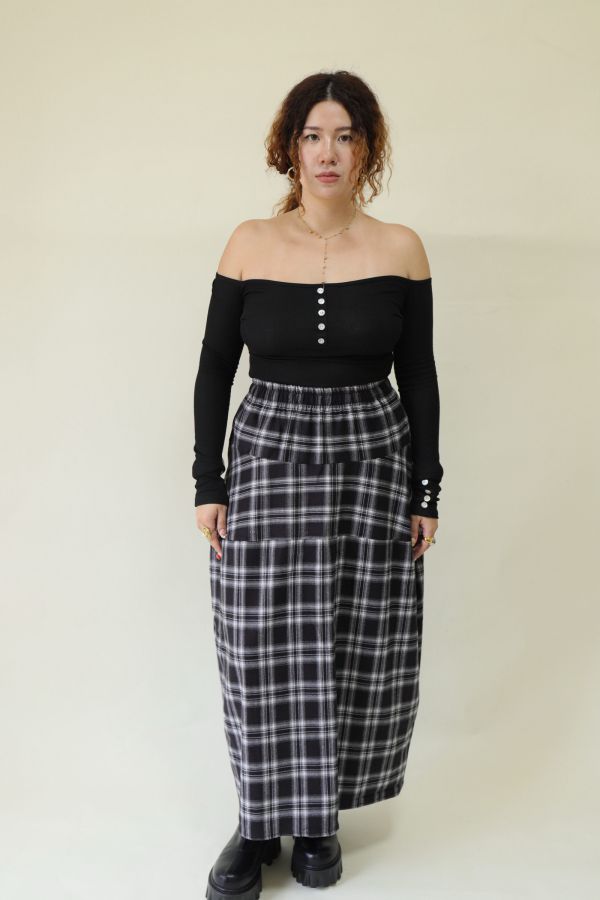 【EASE】秋日格紋鬆緊腰藏肉神裙 