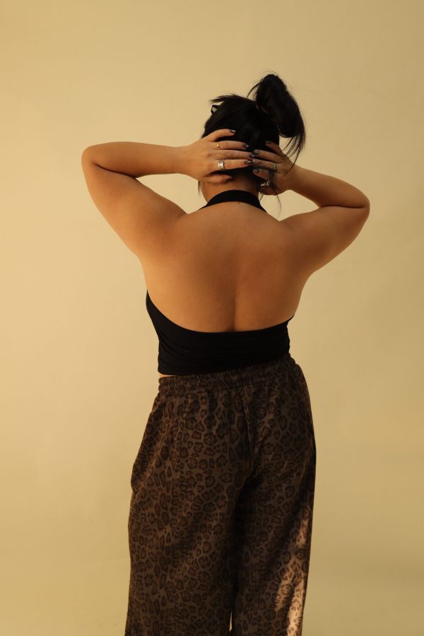 掛脖收腰排釦背心(黑) 