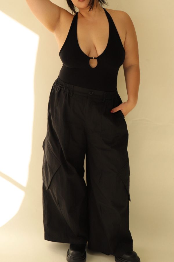 【EASE】大口袋寬鬆工裝褲(黑) 