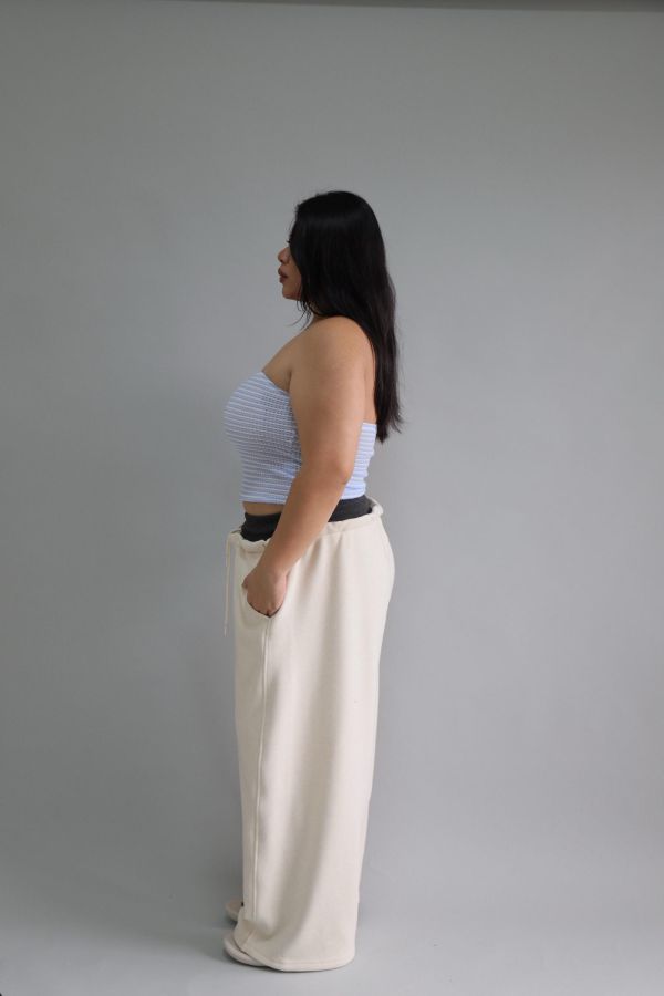 【EASE】假兩件厚磅彎刀棉褲-奶杏 