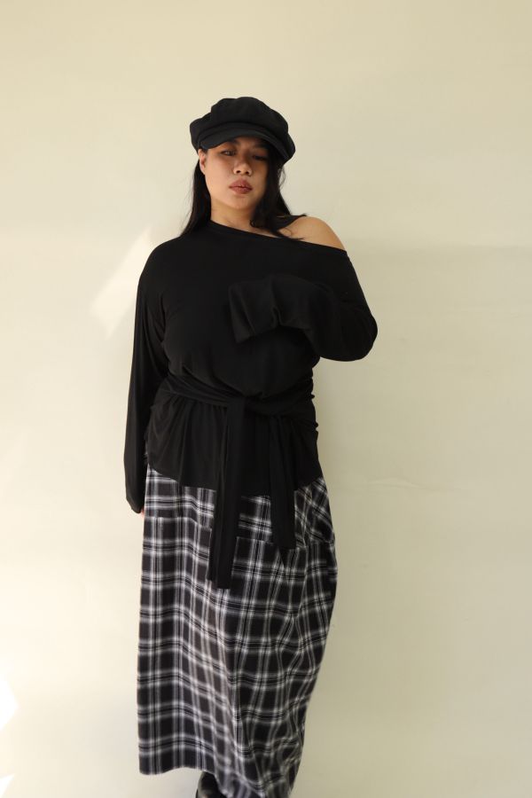 舒服穿假兩件綁帶上衣(黑) 