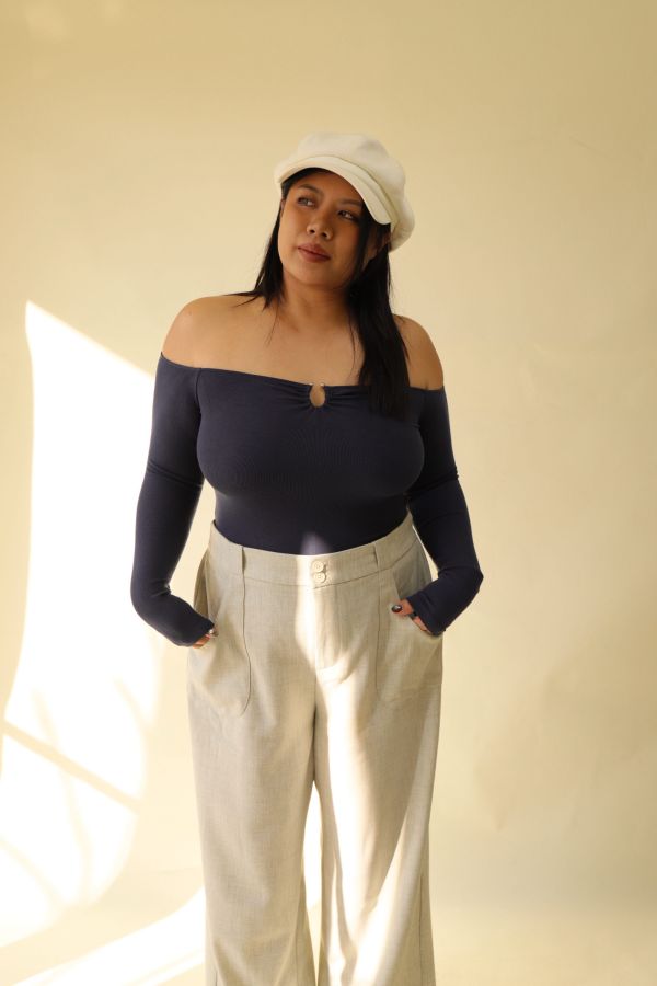 很修身平口針織衣(藍) 