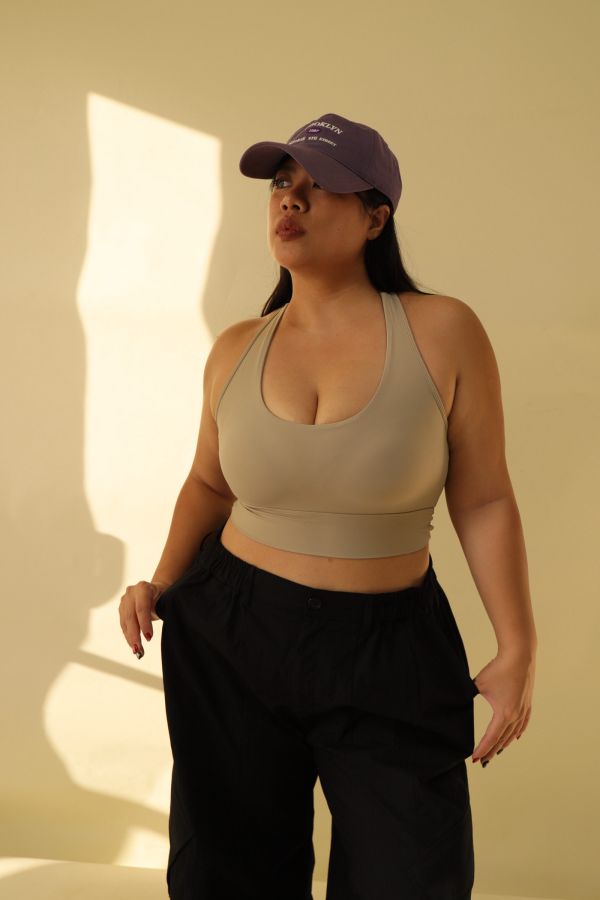 大胸沒問題工字美背運動內衣 (紫、卡其) 