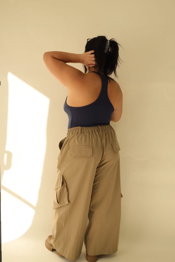 【EASE】大口袋寬鬆工裝褲(棕) 