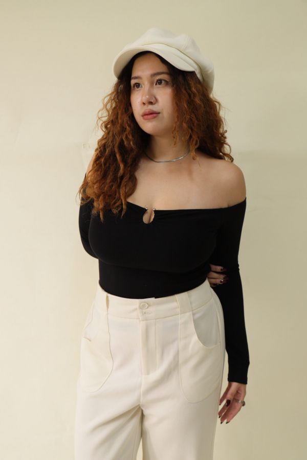 很修身平口針織衣(黑) 