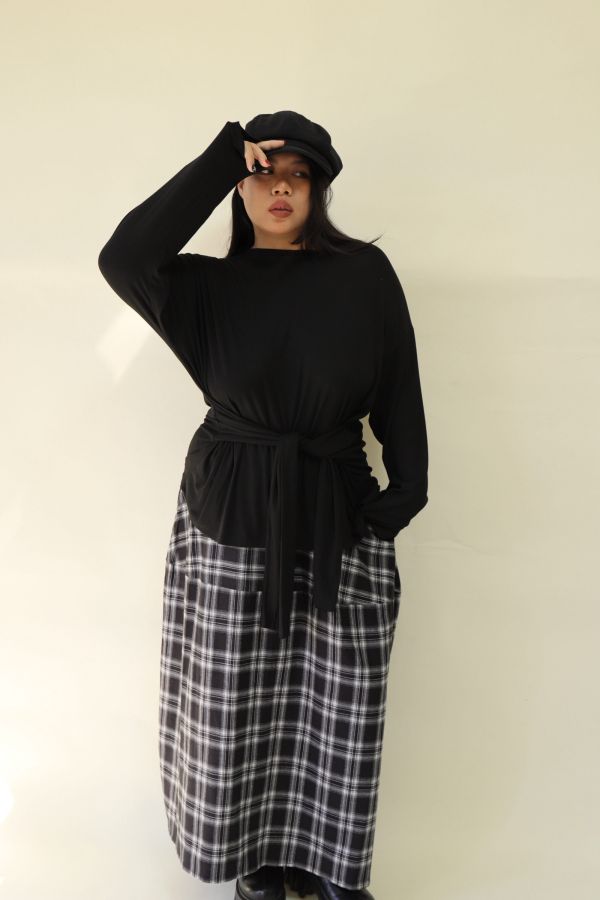 舒服穿假兩件綁帶上衣(黑) 