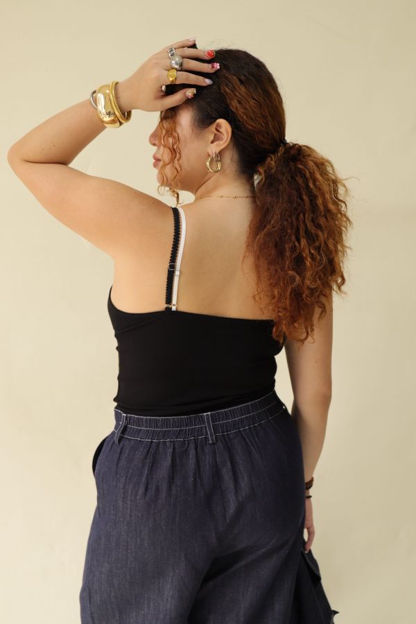 假兩件蕾絲拼接背心【黑、紅】 