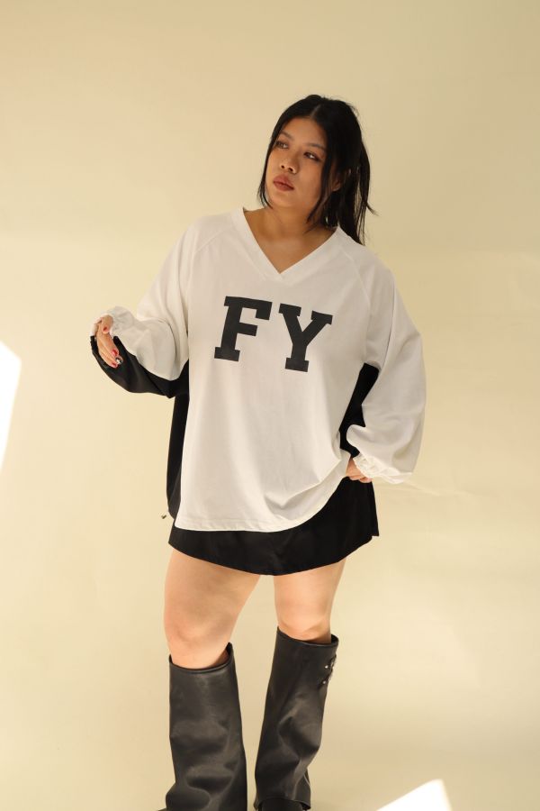 【EASE】混搭街頭撞色寬鬆T(白) 