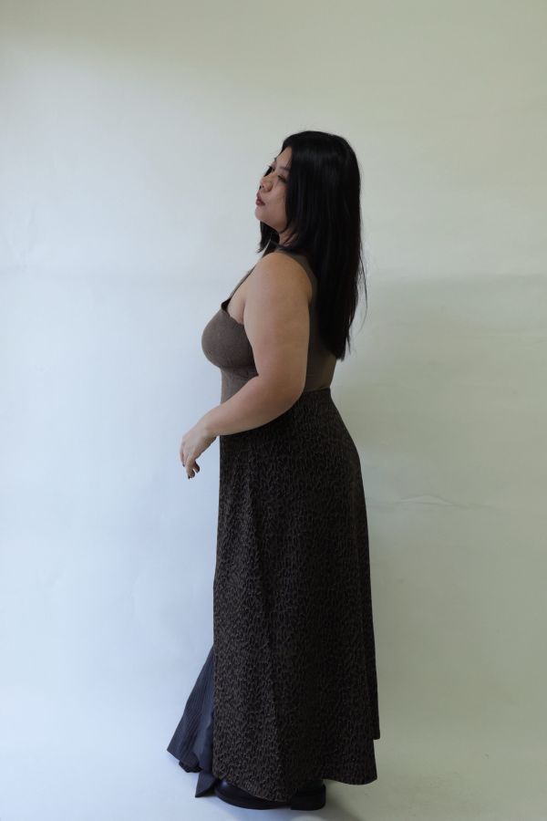 【EASE】滑順直筒時髦豹紋長裙 