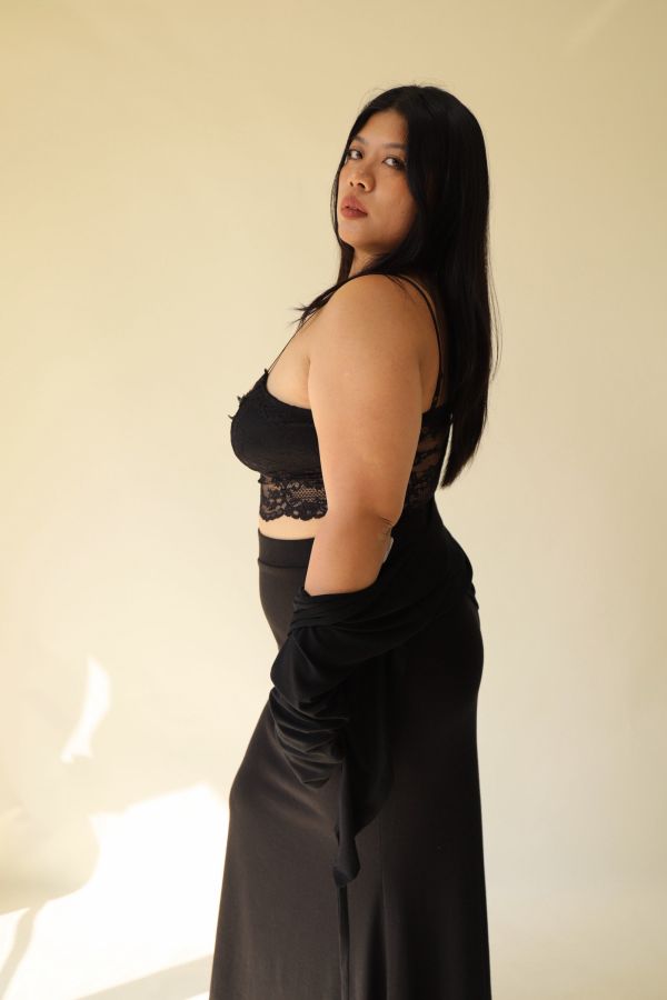 黑酷辣妹綁帶蕾絲背心 