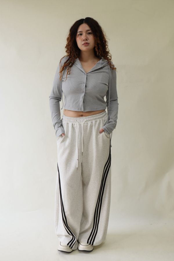 【EASE】這件超神撞色高腰棉褲-灰 