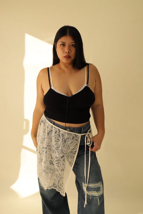 假兩件蕾絲拼接背心【黑、紅】 