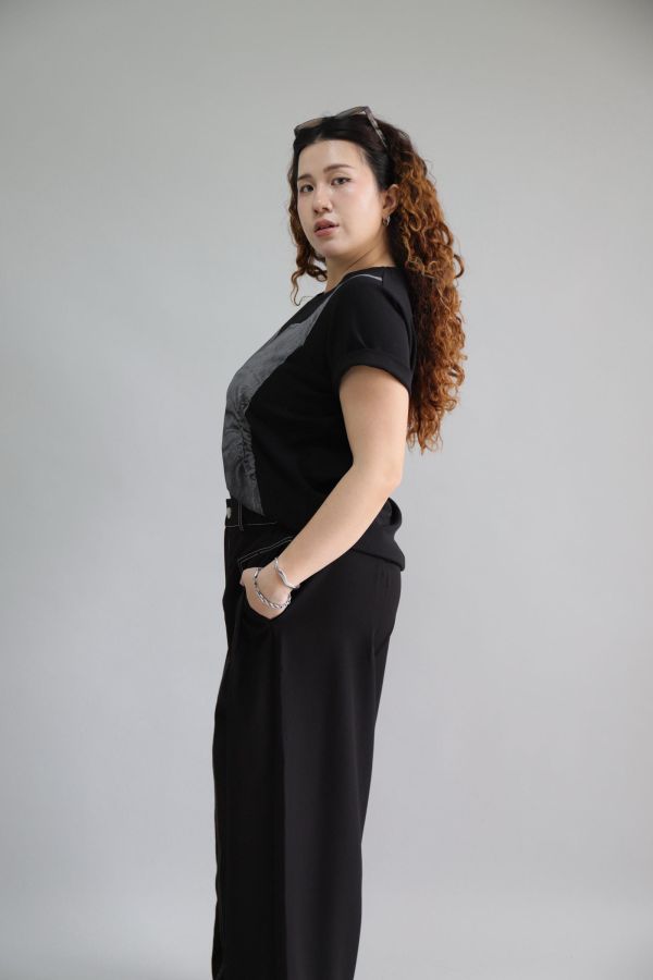 【EASE】不易皺設計感背心T-黑 