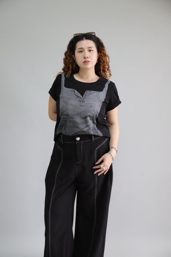 【EASE】不易皺設計感背心T-黑 