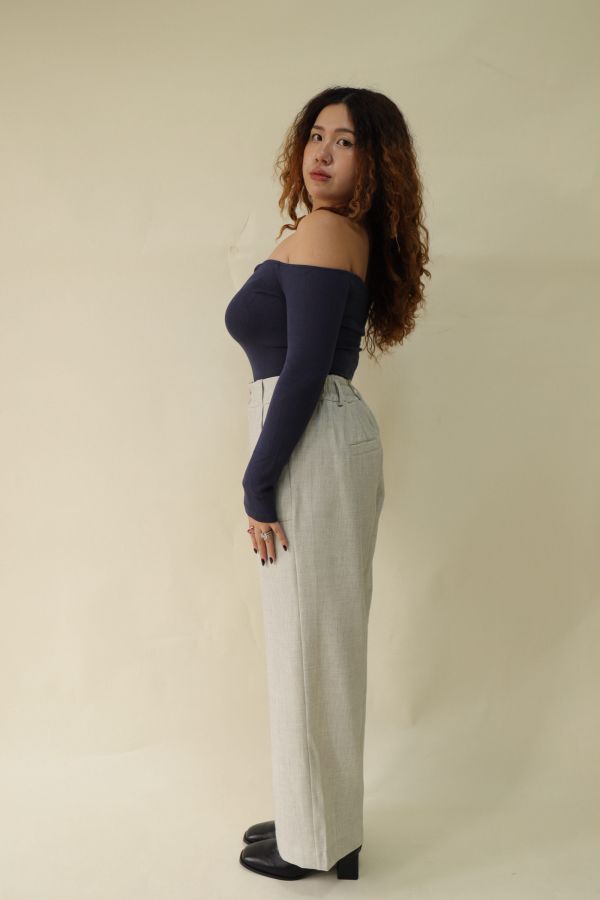 【EASE】長腿系修胯斜紋直筒褲(灰) 