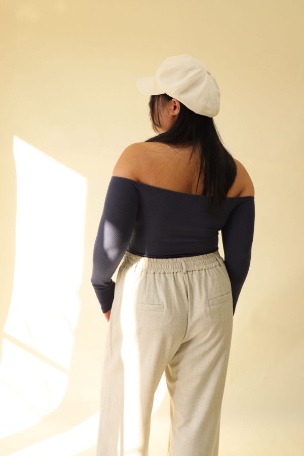 很修身平口針織衣(藍) 