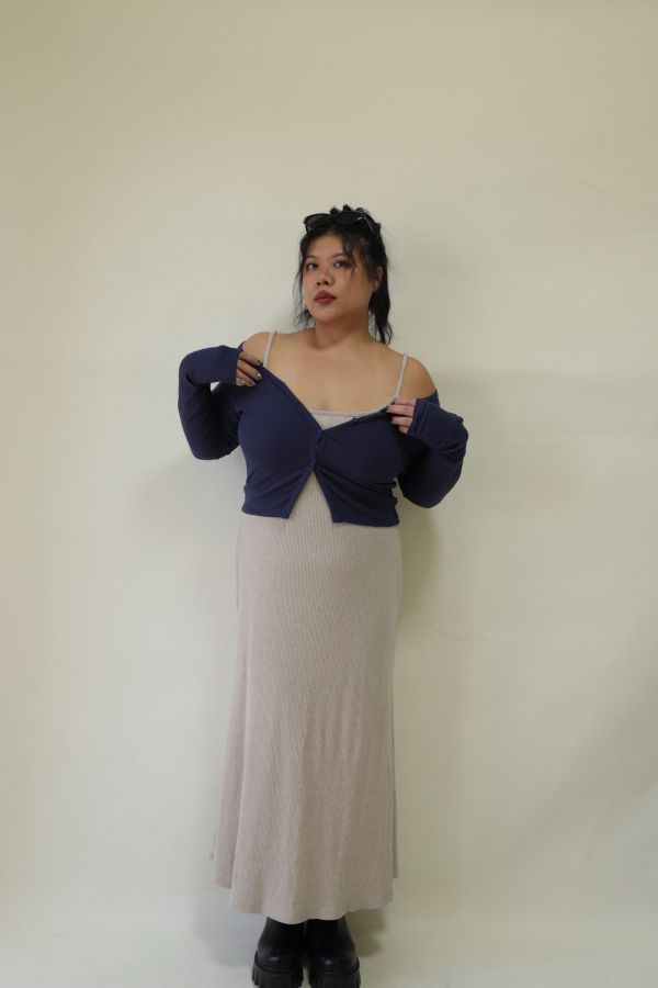 【 EASE 】仿羊絨細肩精緻洋裝(杏) 