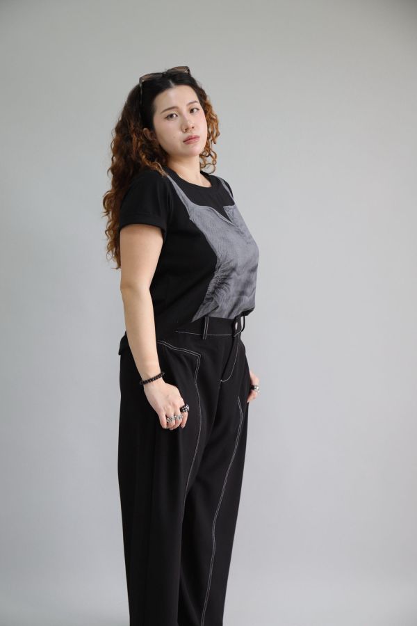 【EASE】不易皺設計感背心T-黑 