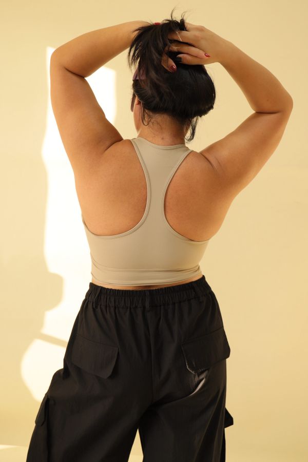 大胸沒問題工字美背運動內衣 (紫、卡其) 