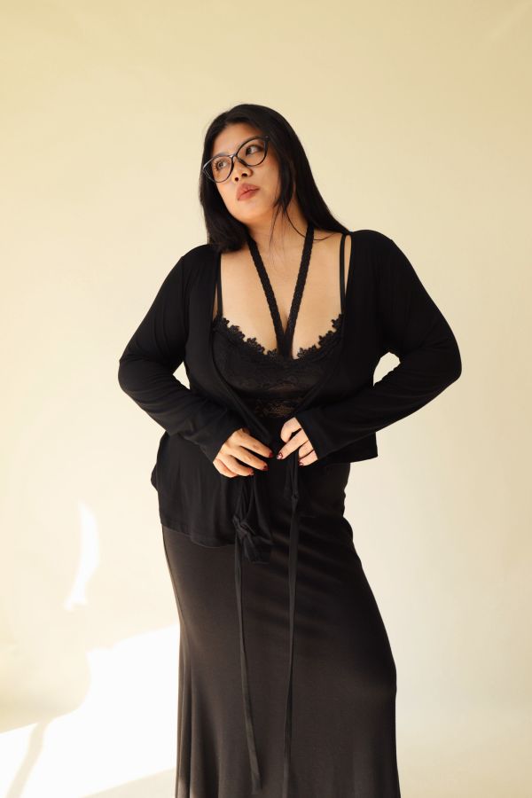 黑酷辣妹兩穿純慾綁帶上衣 