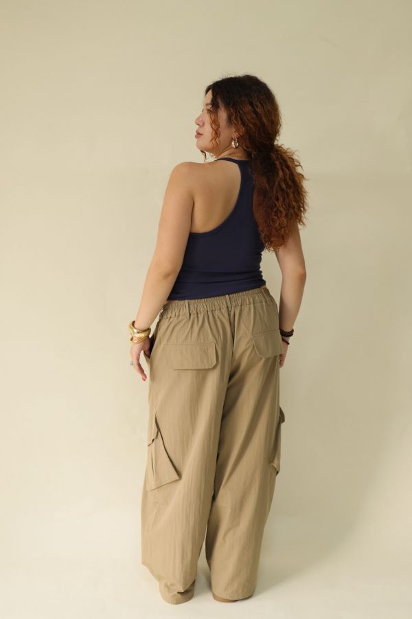 【EASE】大口袋寬鬆工裝褲(棕) 