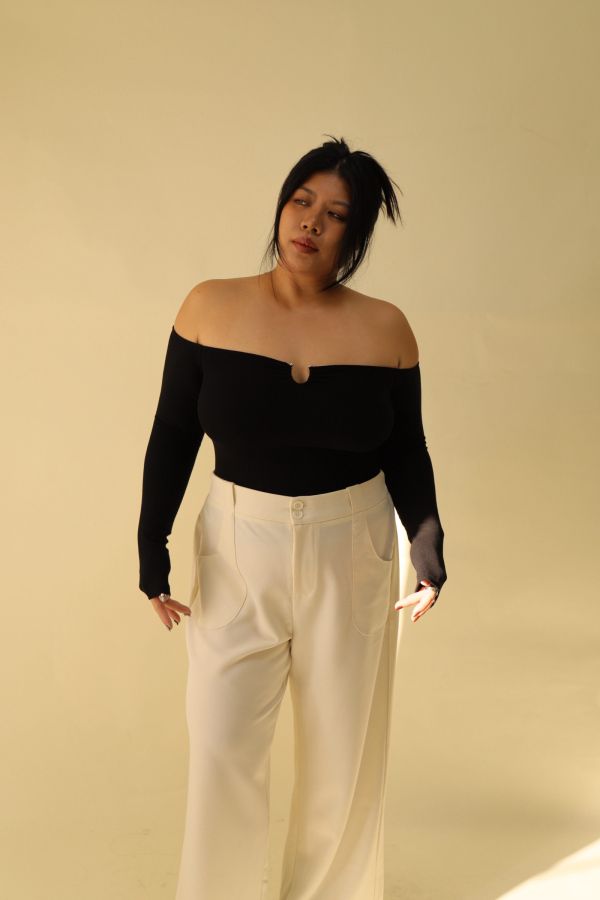 很修身平口針織衣(黑) 