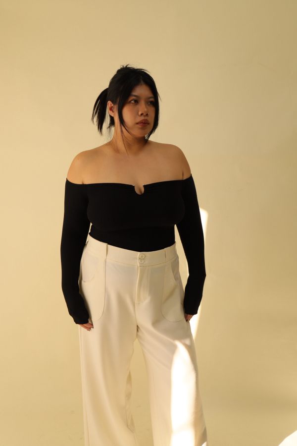 很修身平口針織衣(黑) 