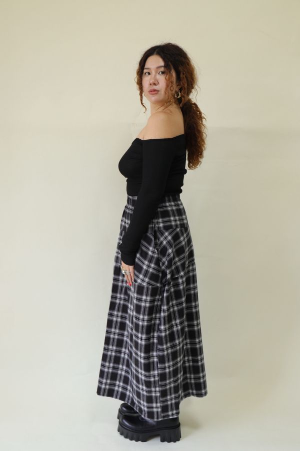 【EASE】秋日格紋鬆緊腰藏肉神裙 