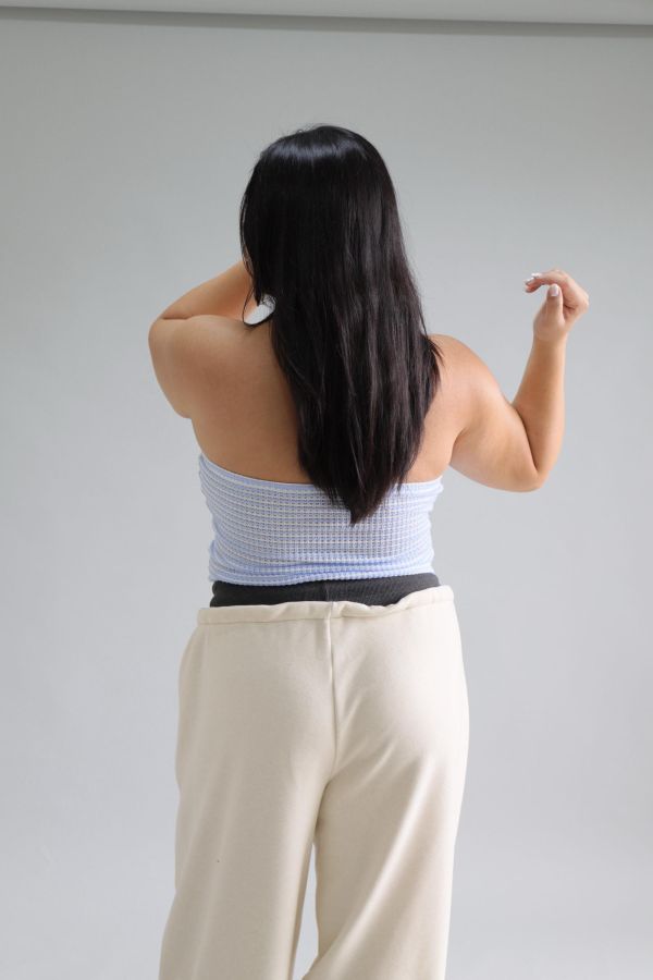 奶藍撞色針織背心 