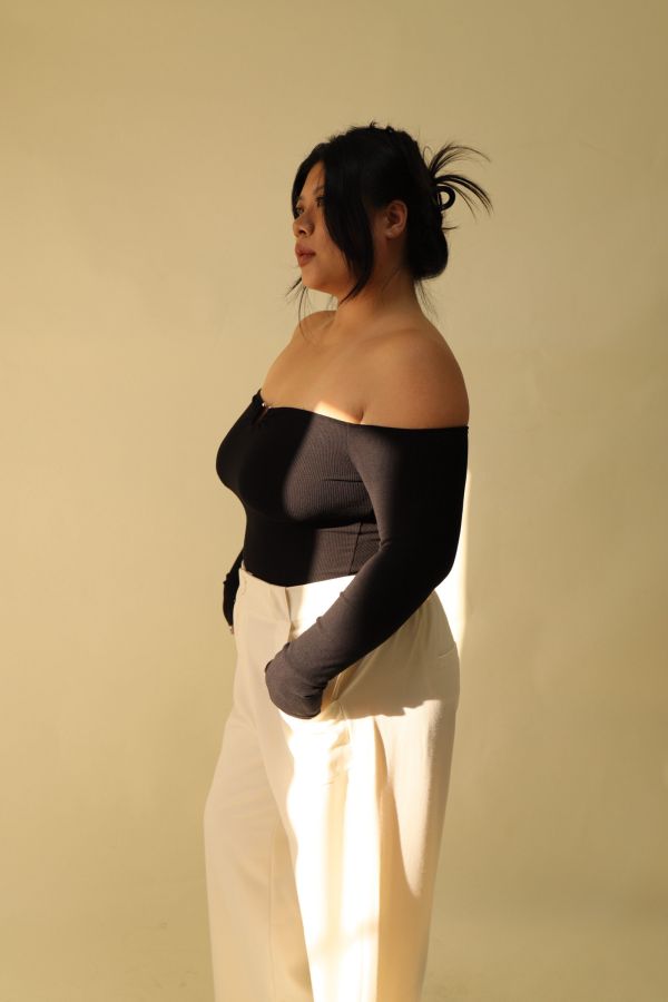 很修身平口針織衣(黑) 