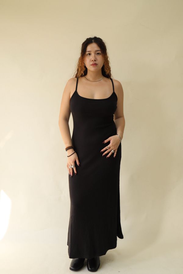 【 EASE 】仿羊絨細肩精緻洋裝(黑) 