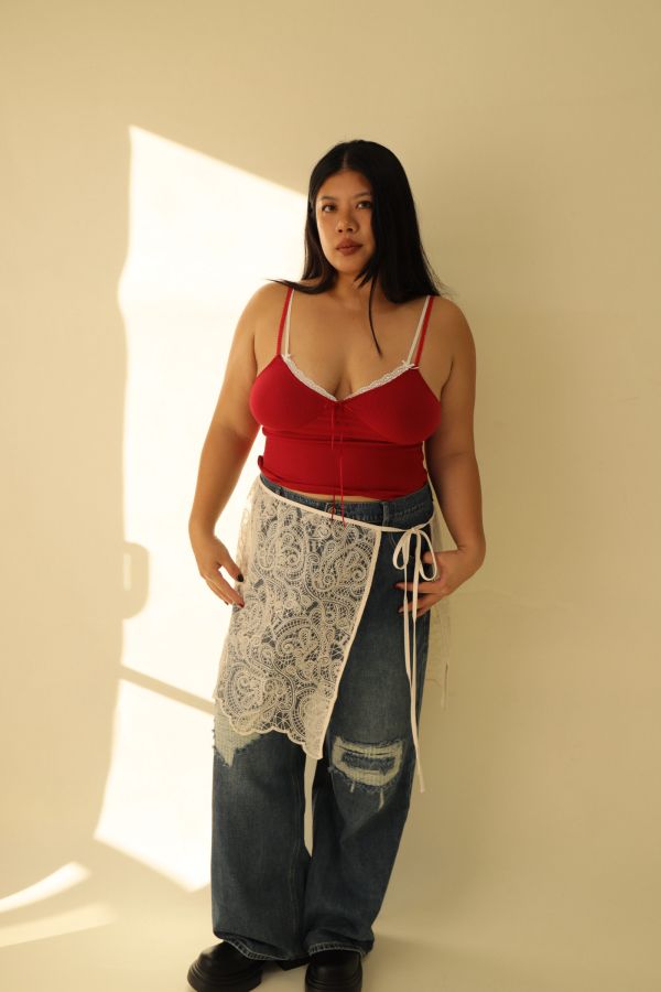 【EASE】疊穿蕾絲綁帶裙 