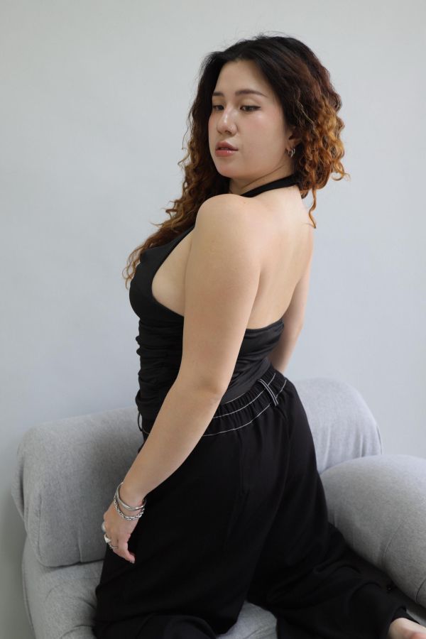 翻領掛脖皺皺上衣 