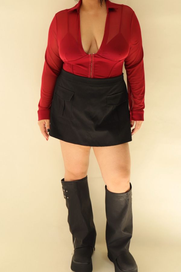 鬆緊腰工裝褲裙 