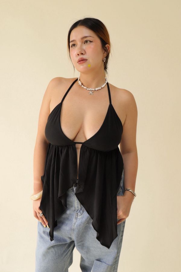 極辣露背綁帶不規則背心 