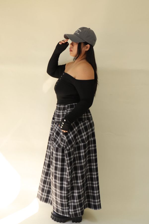 【EASE】秋日格紋鬆緊腰藏肉神裙 