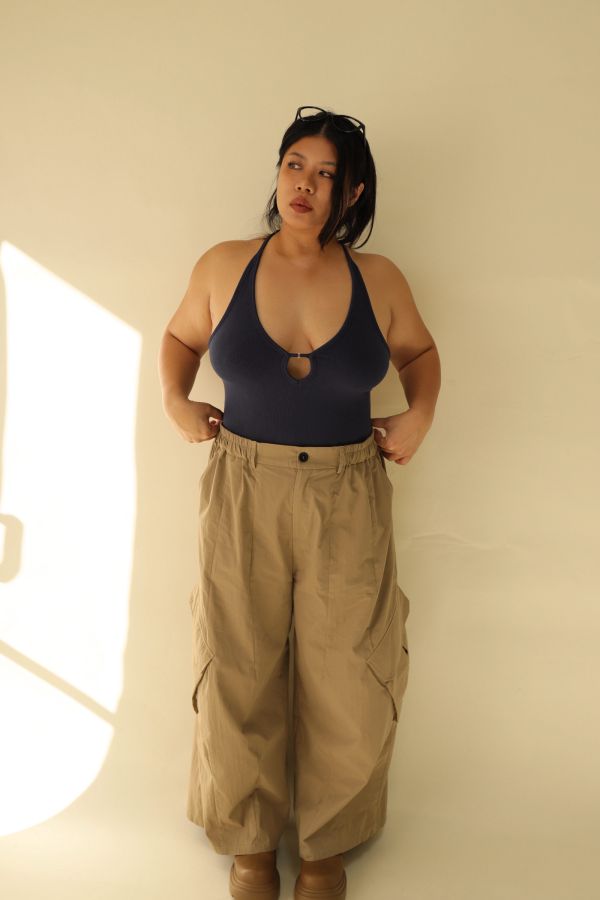 【EASE】大口袋寬鬆工裝褲(棕) 