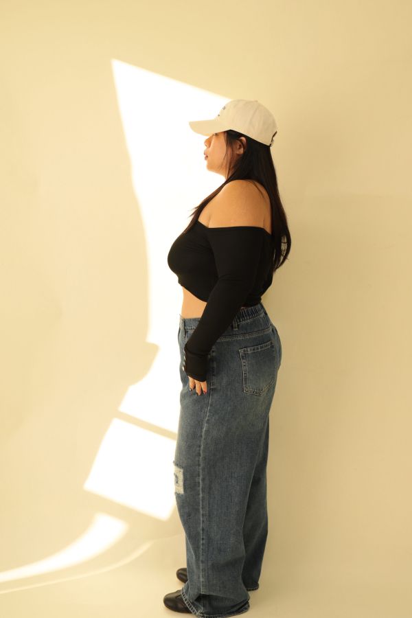 【EASE】愛心刷破牛仔寬褲 